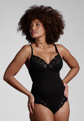 Body senza ferretto 454 Belseno Pizzo Cotton - Nero - Nero | Lepel