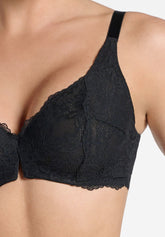 Reggiseno Balconcino con Ferretto in Pizzo Elasticizzato 491 Belseno Essere - Nero - Nero | Lepel