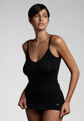 Canotta Spallina Stretta Doppio Scollo Avantgarde Essential - Nero - Nero | Lepel