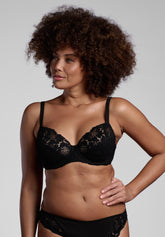 Reggiseno Balconcino con Ferretto 451 Belseno Pizzo Cotton - Nero - Nero | Lepel