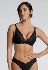 Reggiseno Balconcino con Ferretto Imbottito in Pizzo Elasticizzato 495 Belseno Essere - Nero - Nero | Lepel